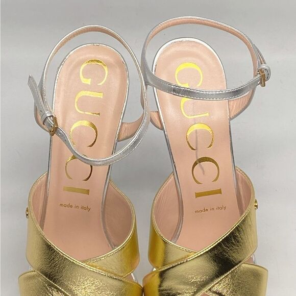 Gucci Women's Crisscross High Heel Platform Sandals size 40 - Picture 6 of 16
